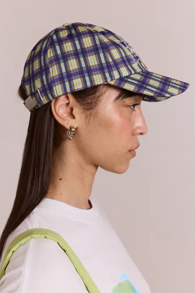 Damson Madder Tomboy Check Cap - The Mercantile London