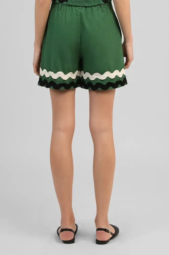 An'ge Ravine Green Ric Rac Shorts