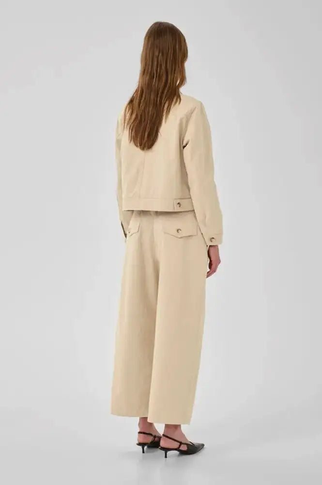 My Essential Wardrobe Cindy Feather Beige Trousers - The Mercantile London