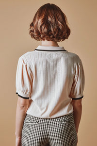 Emile Et Ida Dino Cream Knitted Polo Top - The Mercantile London