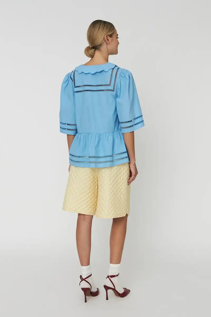 Stella Nova Coral Blue Scalloped Collar Blouse - The Mercantile London