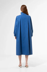 Emin + Paul Blue Pleated Long Coat - The Mercantile London