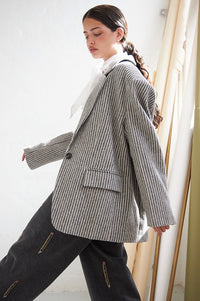 Stella Nova Striped Oversized Wool Blazer - The Mercantile London
