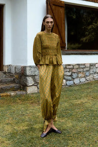 Carmen Says Crush Mustard Check Bloomers - The Mercantile London