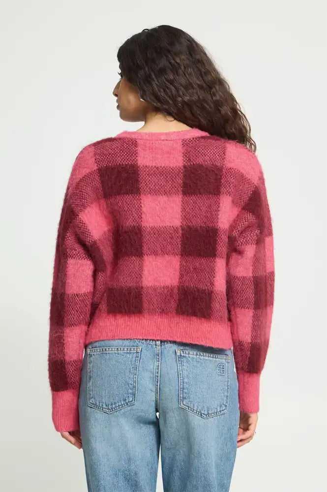 ICHI Elena Fruit Dove & Zinfadel Checked Jumper