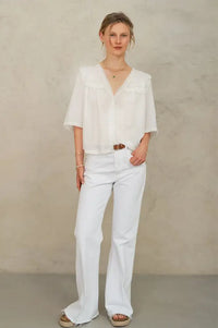 M.A.B.E Brea Ivory Frill Blouse