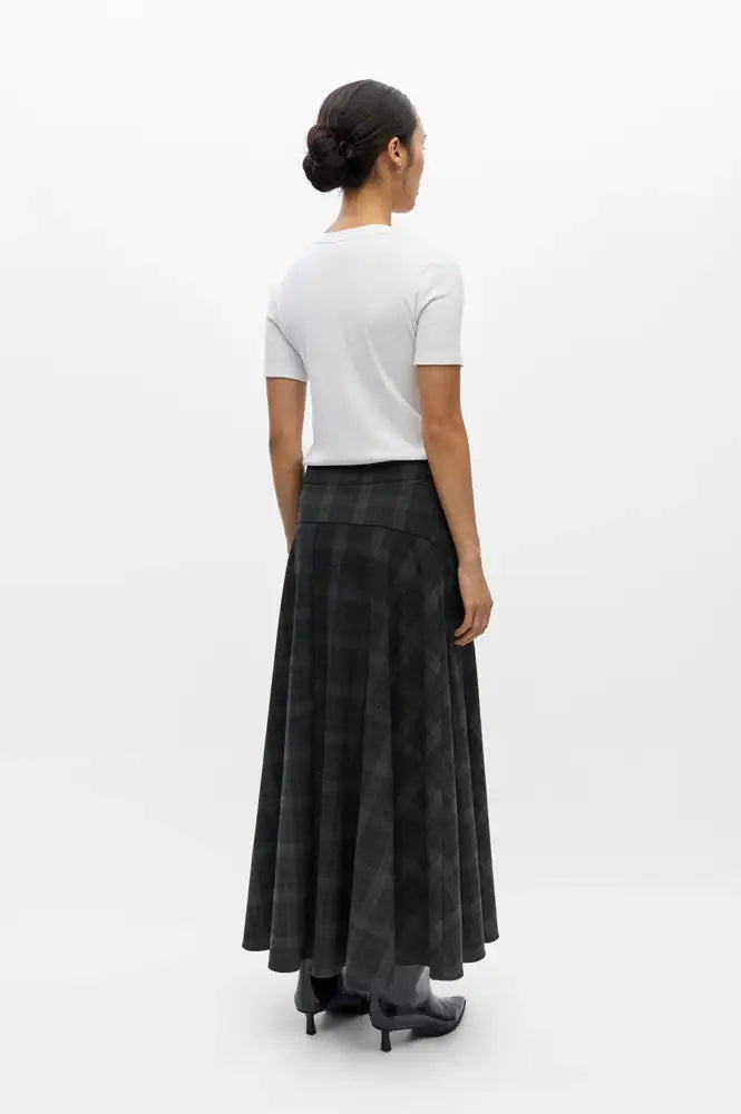 Object Diena Gunmetal Check Maxi Skirt