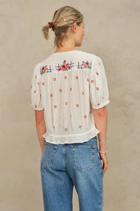 M.A.B.E Harlie Floral Ecru Blouse - The Mercantile London