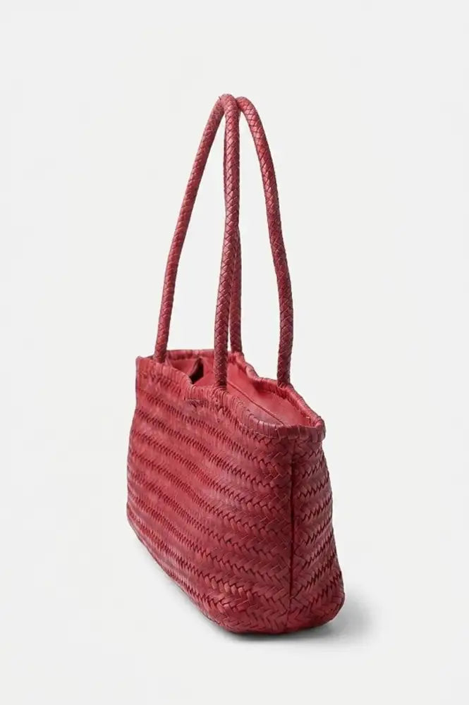 Biba Perkins Red Braided Leather Bag