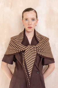 TBCo Camel & Brown Stripe Large Triangle Scarf
