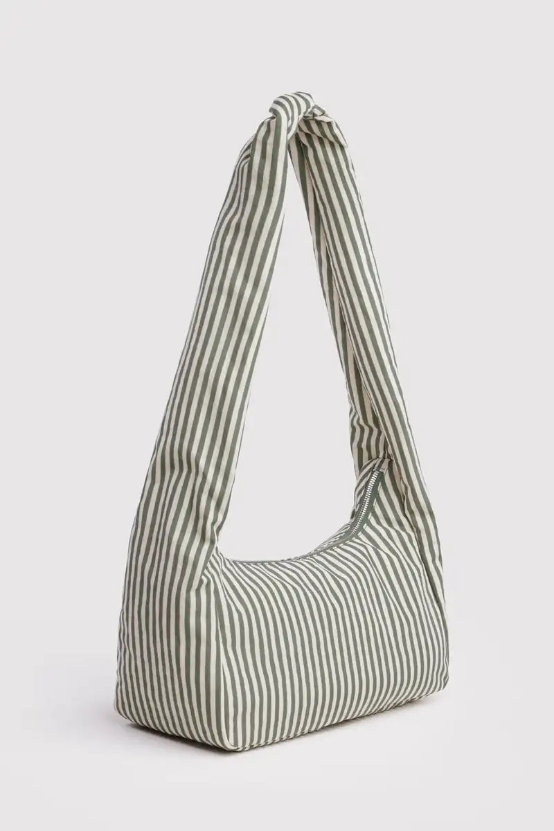 Baggu Sage Stripe Meringue Bag