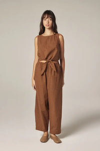 Amente Brown & Orange Checkered Tie Top - The Mercantile London