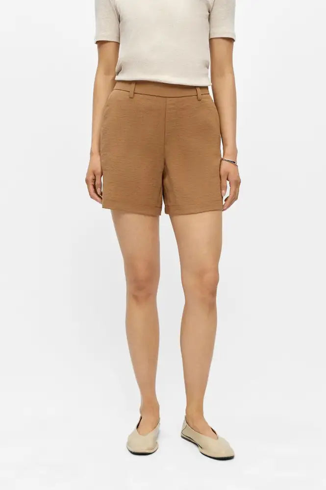 Object Lisa Rini Toasted Coconut Textured Shorts