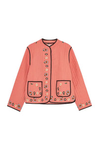 Habiba Flora Berry Quilted Embroidered Jacket