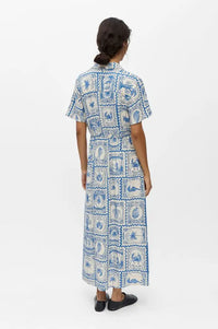 Object Vima Azure Blue Printed Midi Dress - The Mercantile London