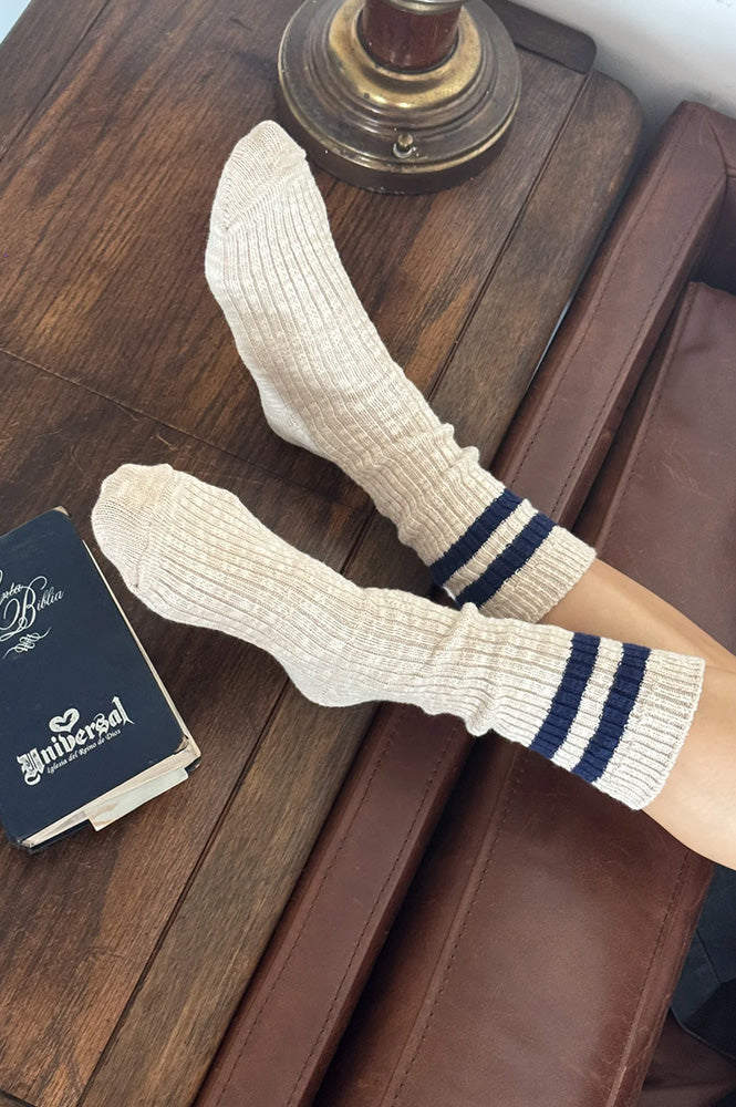 Le Bon Shoppe Varsity Oatmeal Cottage Socks - The Mercantile London