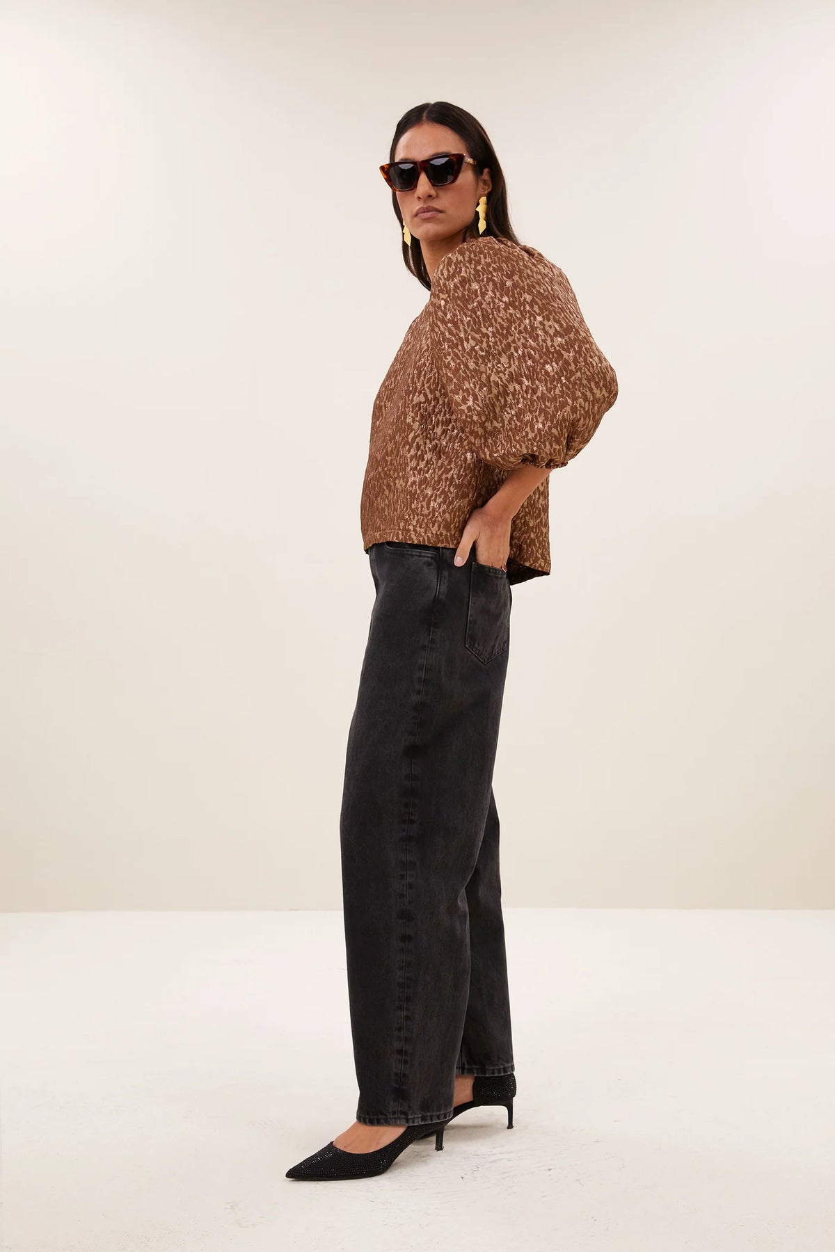 By-Bar Jet Copper Cheetah Sparkle Blouse