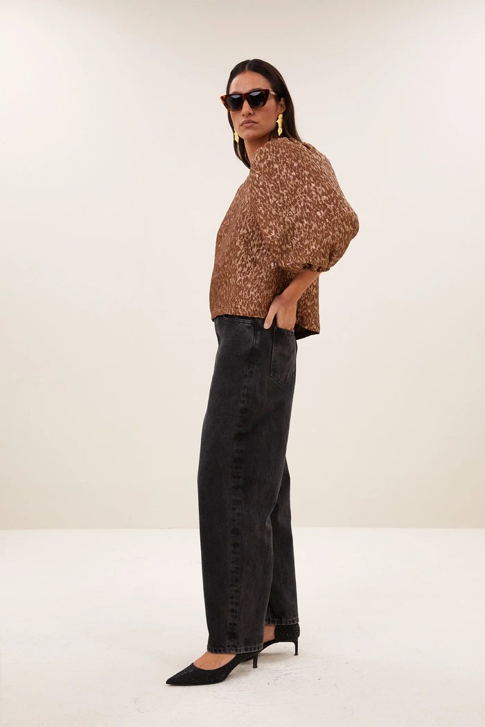 By-Bar Jet Copper Cheetah Sparkle Blouse