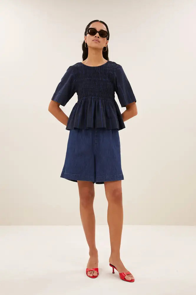 By-Bar Runa Blue Checks Top