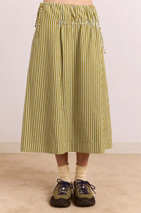 Damson Madder Caspia Basil Stripe Midi Skirt