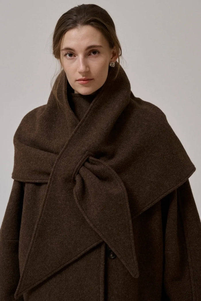 Anne Mi Thyme Brown Wool Scarf