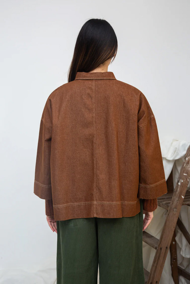 Beaumont Organic Dylan Bark Brown Overshirt - The Mercantile London