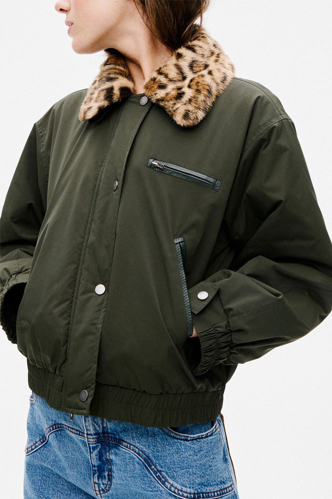Baum Und Pferdgarten Bronte Green Leopard Bomber Jacket - The Mercantile London