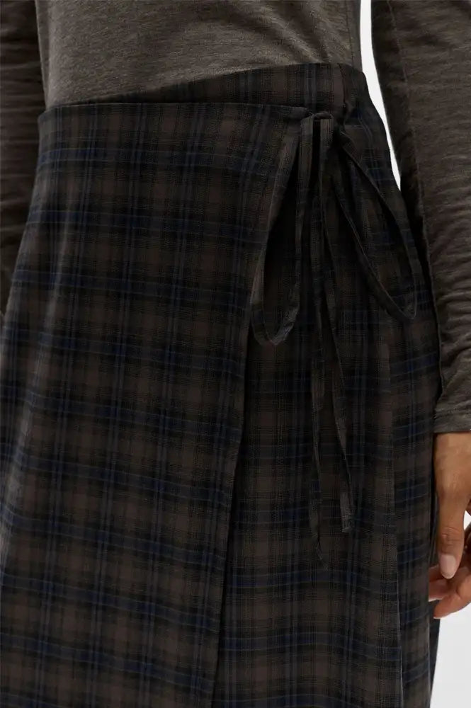 Object Soley Reese Carafe Check Midi Wrap Skirt
