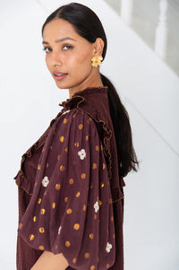 Bonté Rosa Chocolate Blouse - The Mercantile London