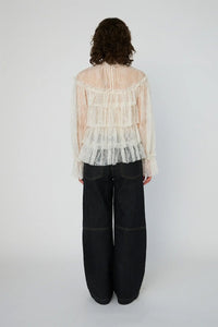 Stella Nova Creme Sheer Frill Lace Blouse - The Mercantile London
