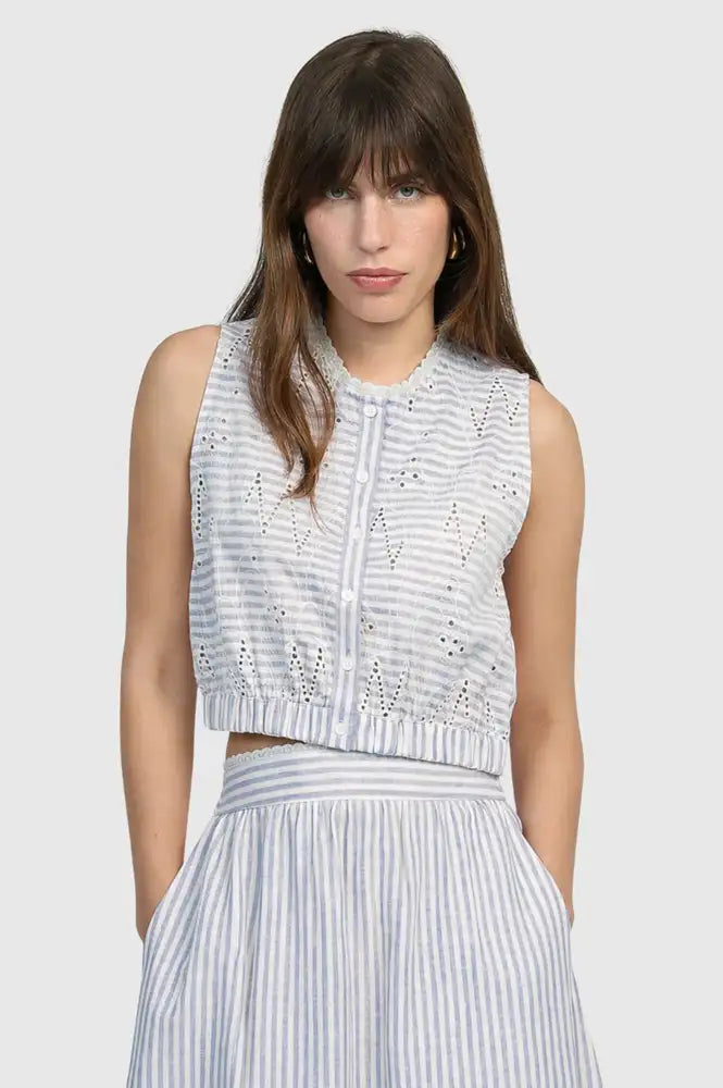An'ge Salyta Blue Striped Top - The Mercantile London