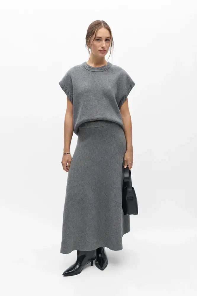Object Tone Medium Grey Knitted Skirt