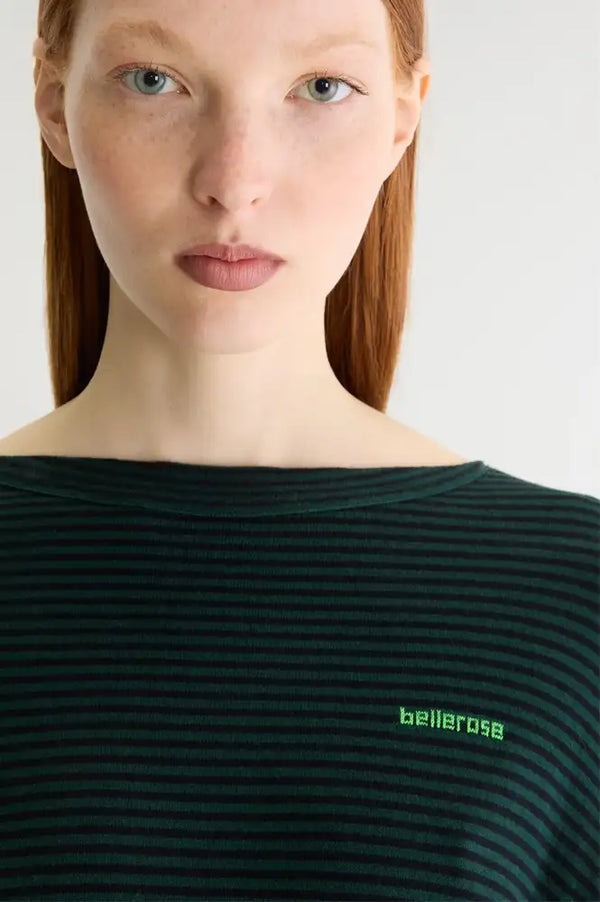 Bellerose Gerhi Bottle Green & Black Striped Sweater