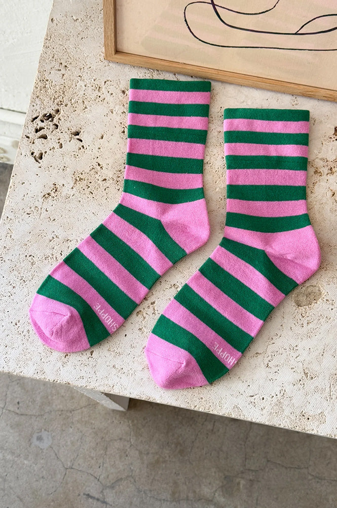 Le Bon Shoppe Wally Pink Wide Stripe Socks - The Mercantile London