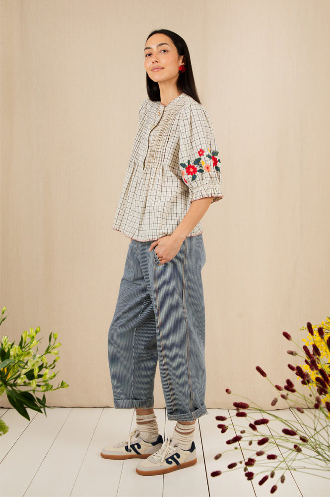 Bonté Lionne Ecru Check Blouse - The Mercantile London