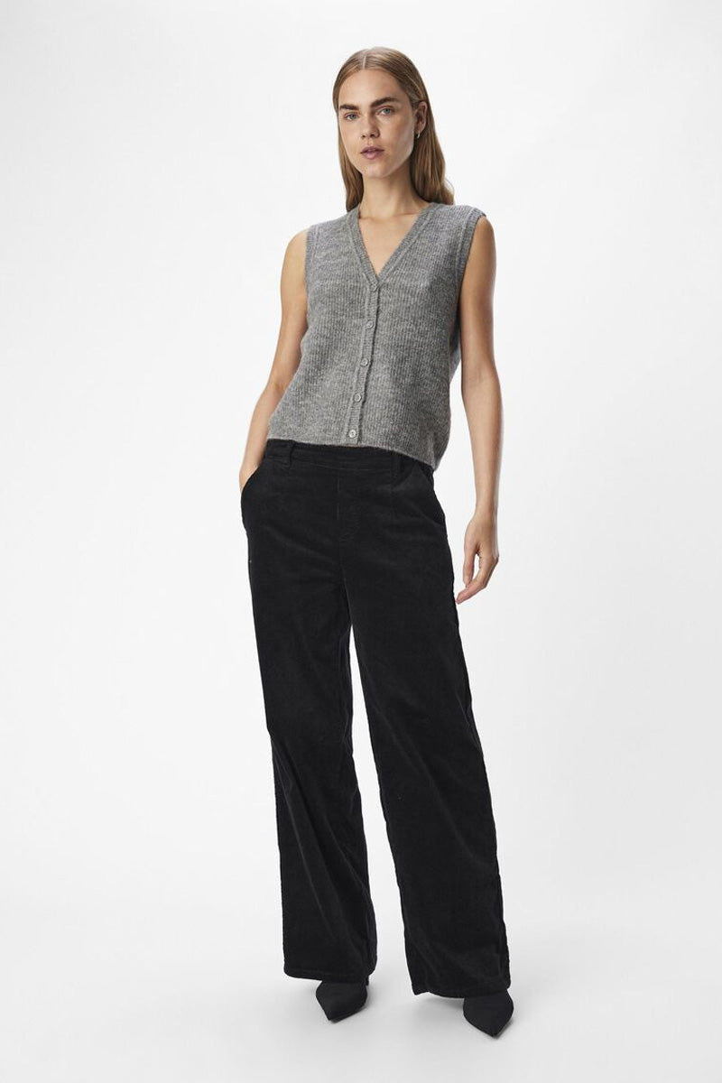 Object Diana Grey Melange V-Neck Knitted Vest - The Mercantile London