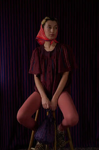 Habiba Romaina Burgundy Butterfly Blouse