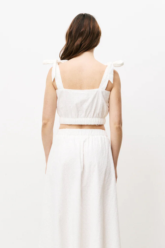 FRNCH Nahid White Bow Top - The Mercantile London