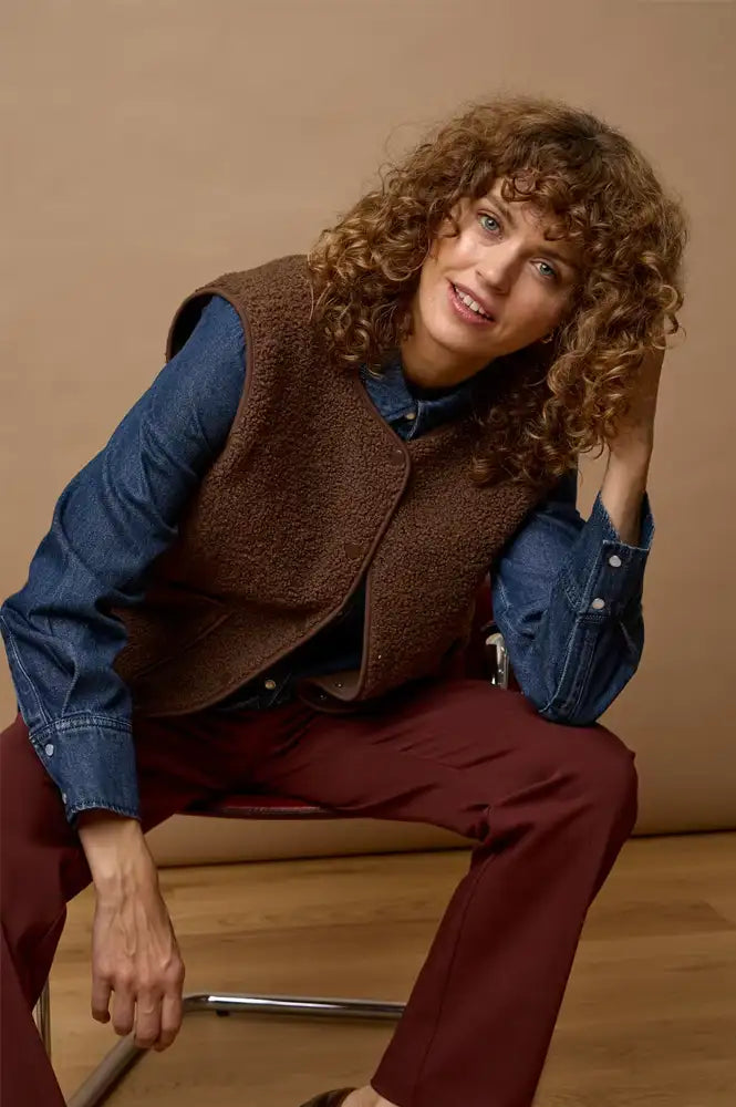 Fransa Gwynne Rain Drum Brown Waistcoat
