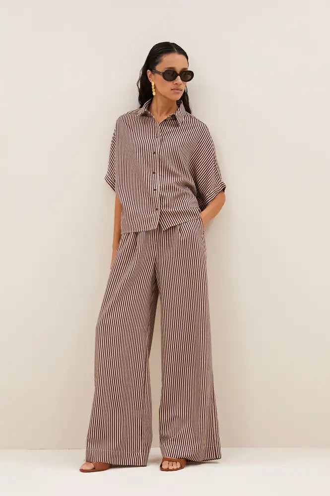 By-Bar Sunny Burgundy Stripe Blouse