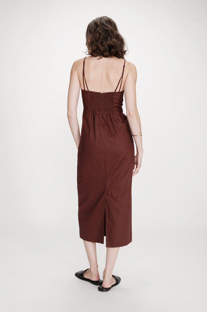 Grace & Mila Veranys Chocolate Linen Dress - The Mercantile London