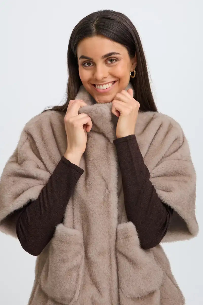 Fransa Doris Driftwood Grey Fur Jacket