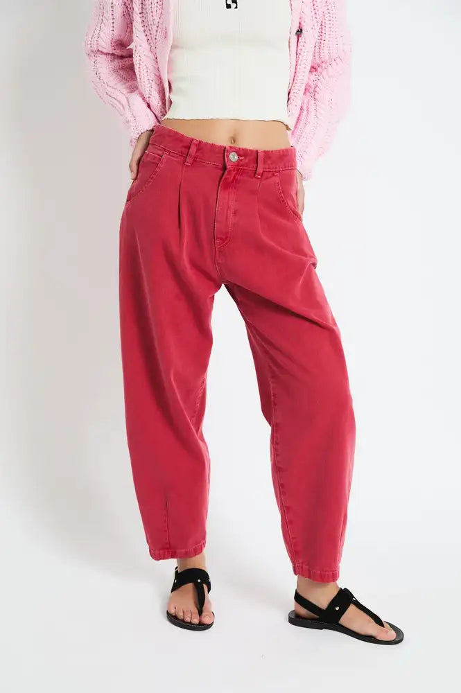 Sophie + Lucie Boyfriend Red Twill Jeans - The Mercantile London