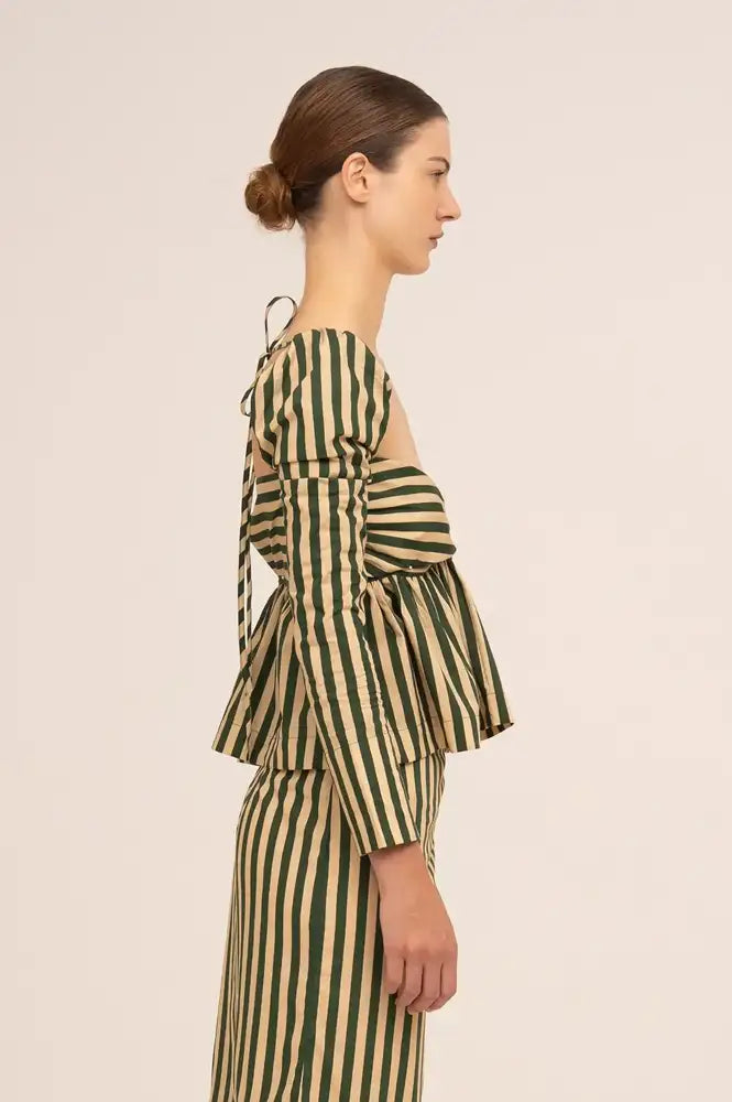 Carmen Says Garland Green Striped Top - The Mercantile London
