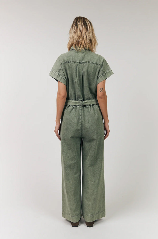 Lolly's Laundry Mathilde Dusty Green Denim Jumpsuit
