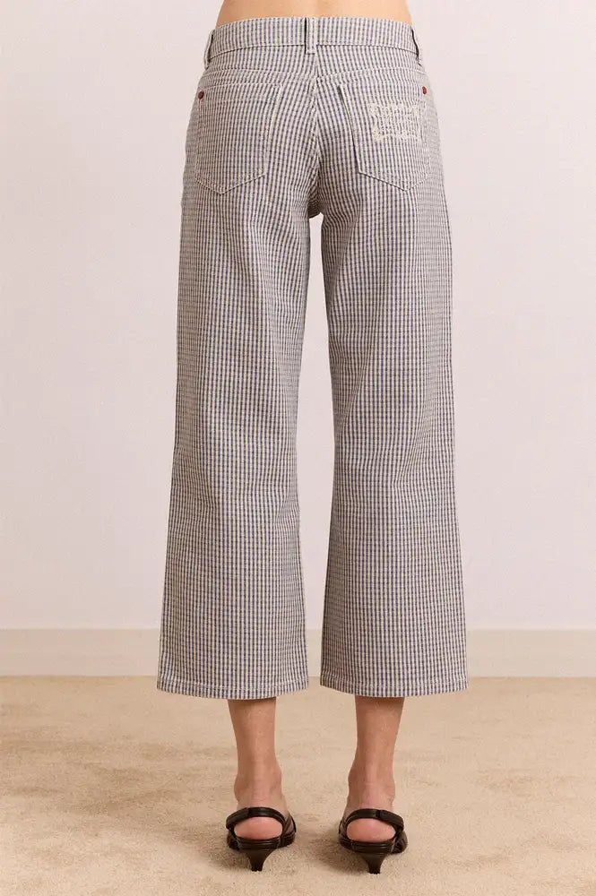 Damson Madder Anya Navy Checked Capri Jeans