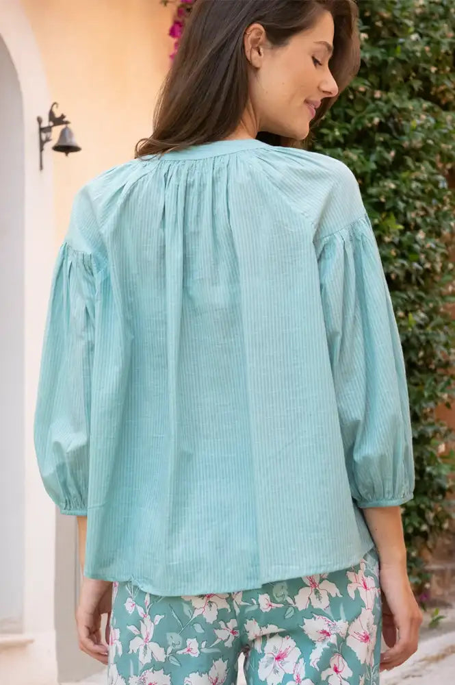 Zen Ethic Helen Green Striped Blouse - The Mercantile London