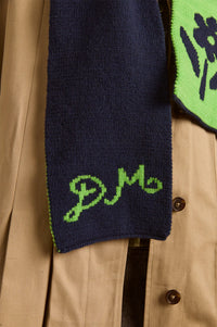 Damson Madder Lime & Navy Jacquard Scarf