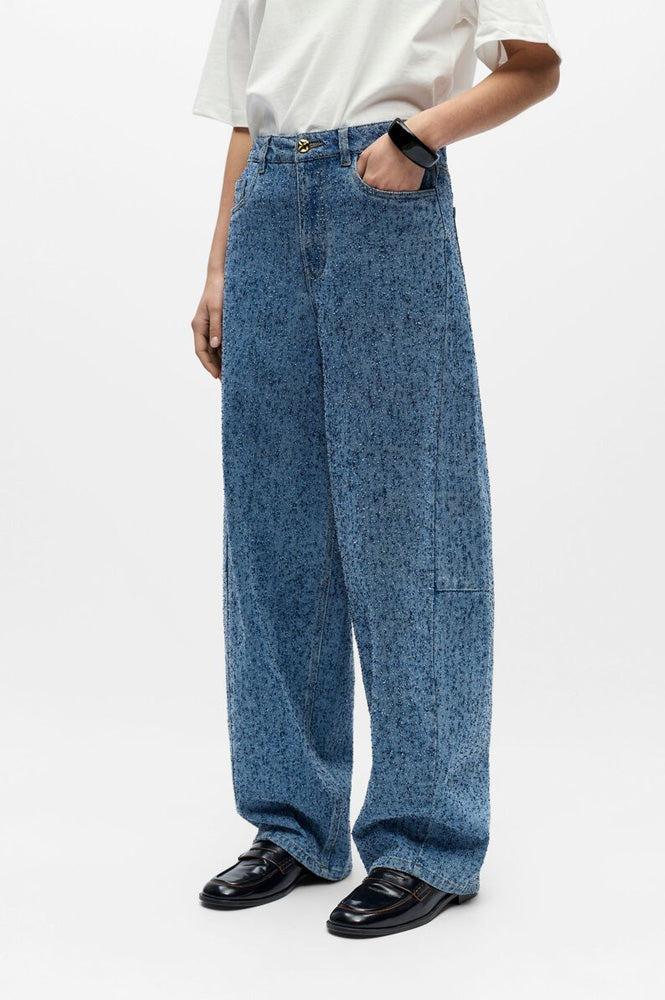 Object Frida Textured Barrel Leg Jeans