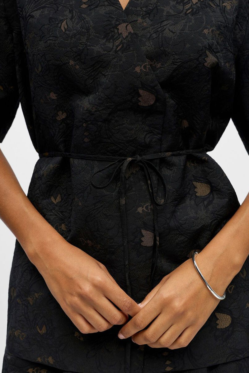 Object Lovia Jacquard Wrap Blouse - The Mercantile London